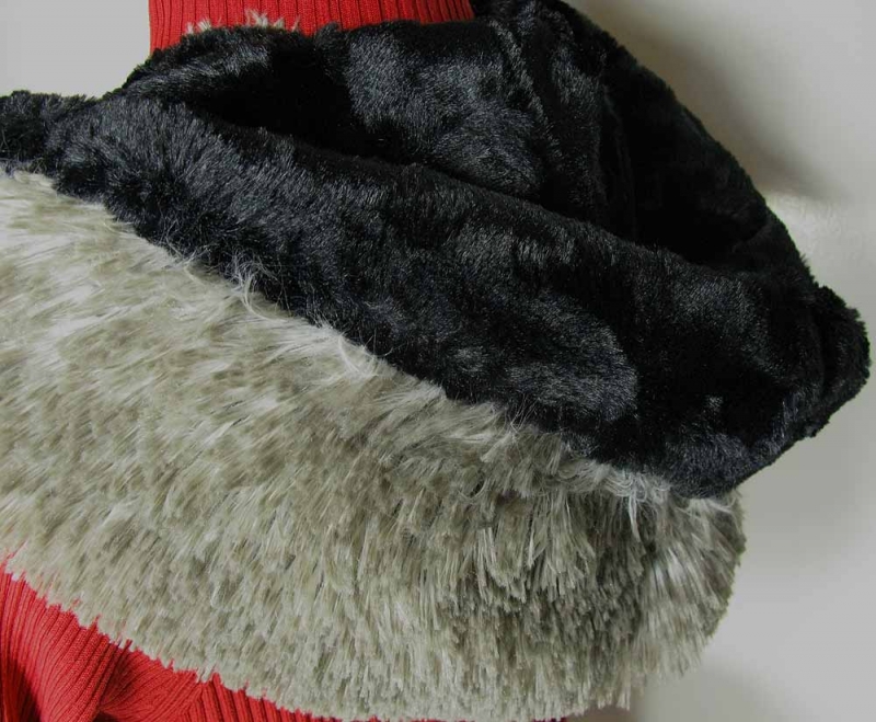 Faux Fur Hoody Scarf in Arctic Fox and Black